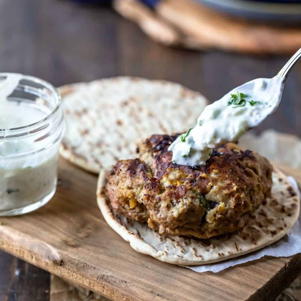 Greek Ground Chicken Burger Recipe