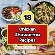 Delicious chicken shawarma dishes with fresh vegetables and wraps.