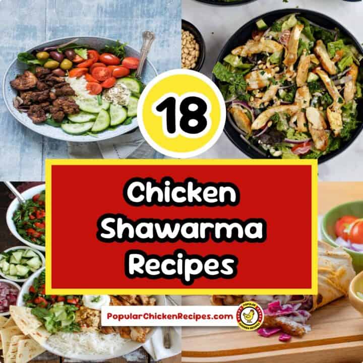 Delicious chicken shawarma dishes with fresh vegetables and wraps.