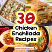 Delicious chicken enchiladas with cheese and sauce, perfect for dinner.