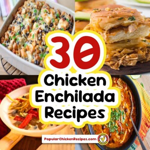 Delicious chicken enchiladas with cheese and sauce, perfect for dinner.